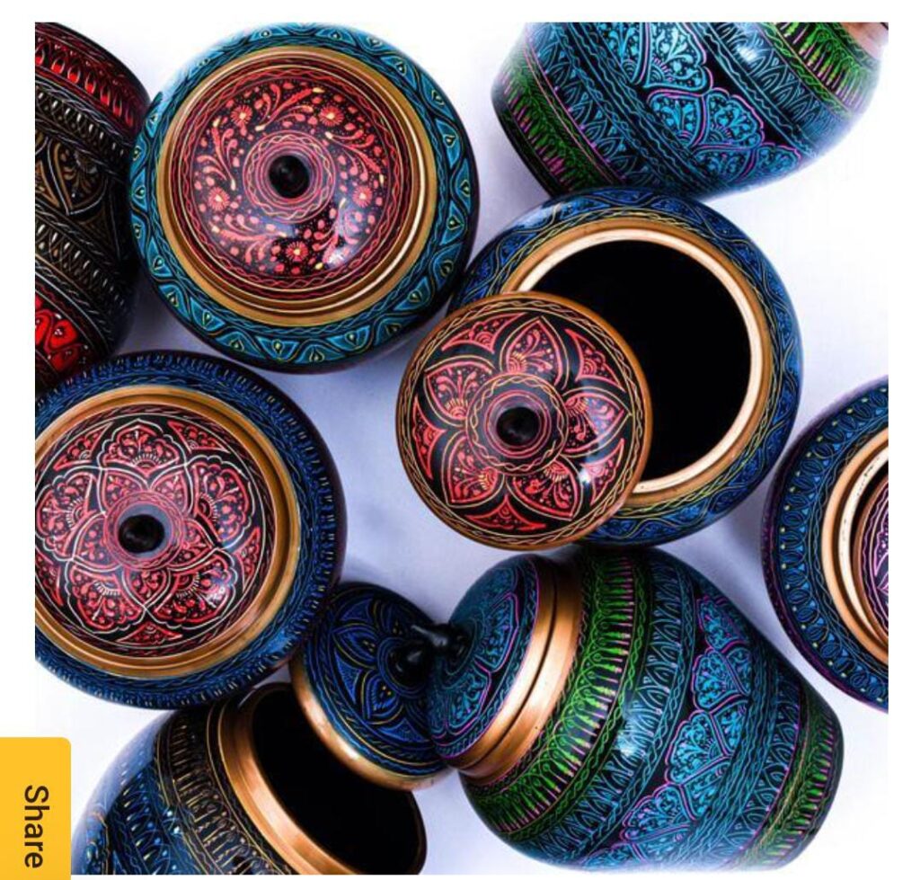 Candy Jar With Lacquer Art ( Pure Sheesham Wooden )