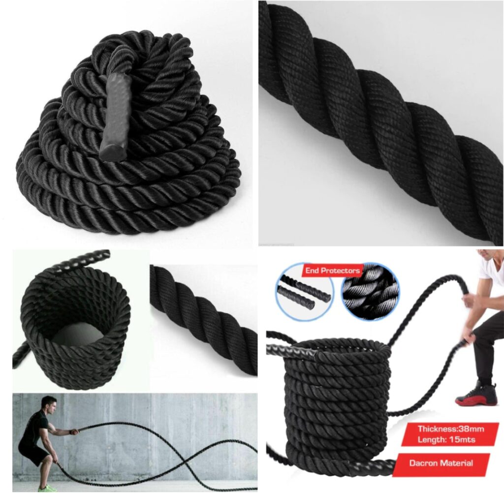 Boxing Gloves, Skipping Ropes, Battle Ropes, Power Sand bags,