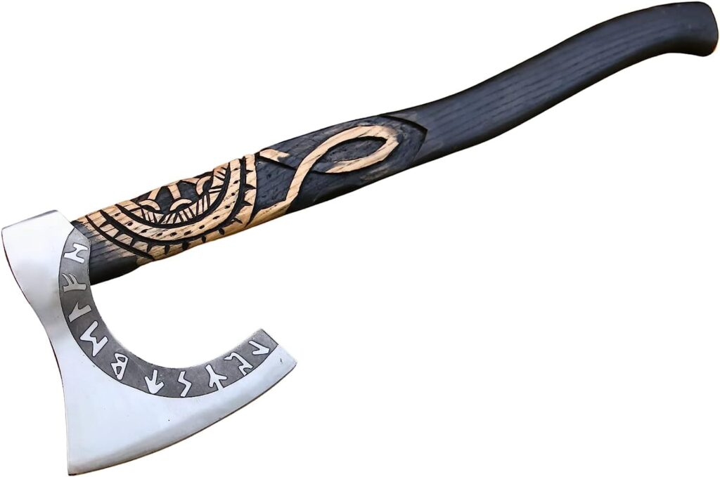 Viking handmade axe with pure leather sheath