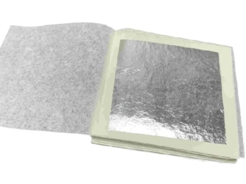 Edible Silver Leaf, 99.9% Pure Silver Leaf Varakh Foils 75pcs 5'' x 3'' for Sweets Deco,Cake Baking,Chocolate,Supari,Serums,Ayurvedic Medicine,Decoration,Beauty Face Kits,Painting Art Crafts