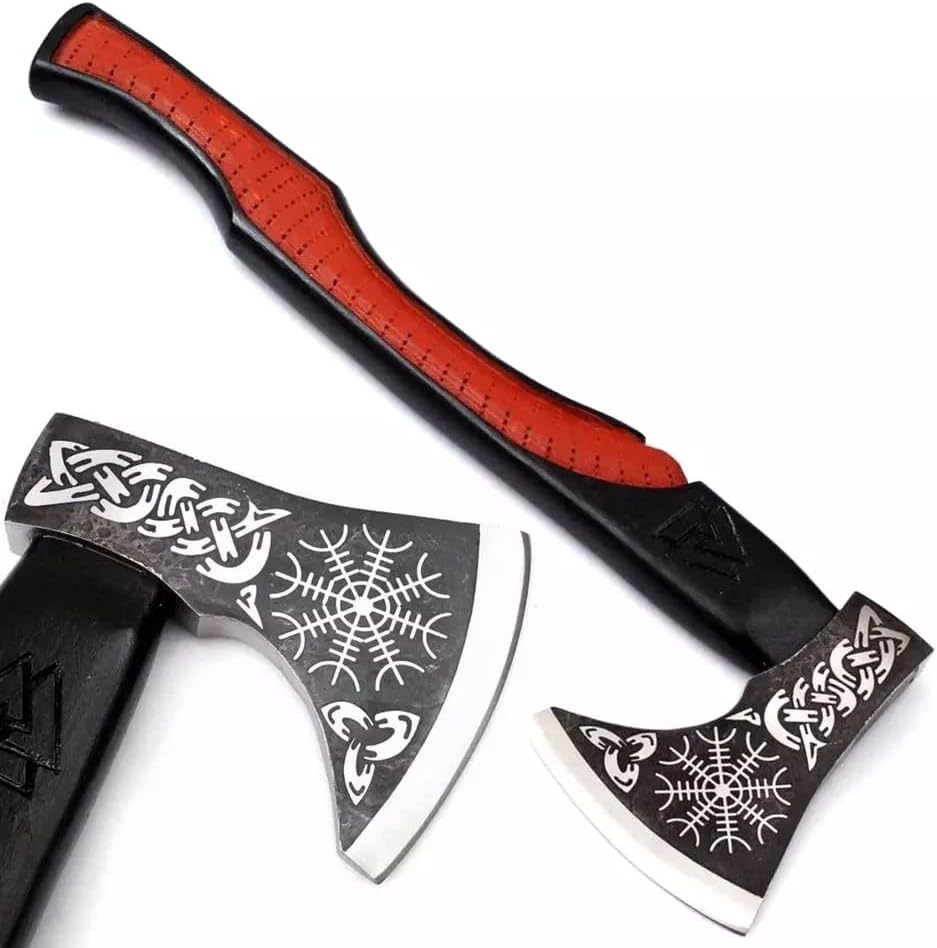 Viking handmade axe with pure leather sheath
