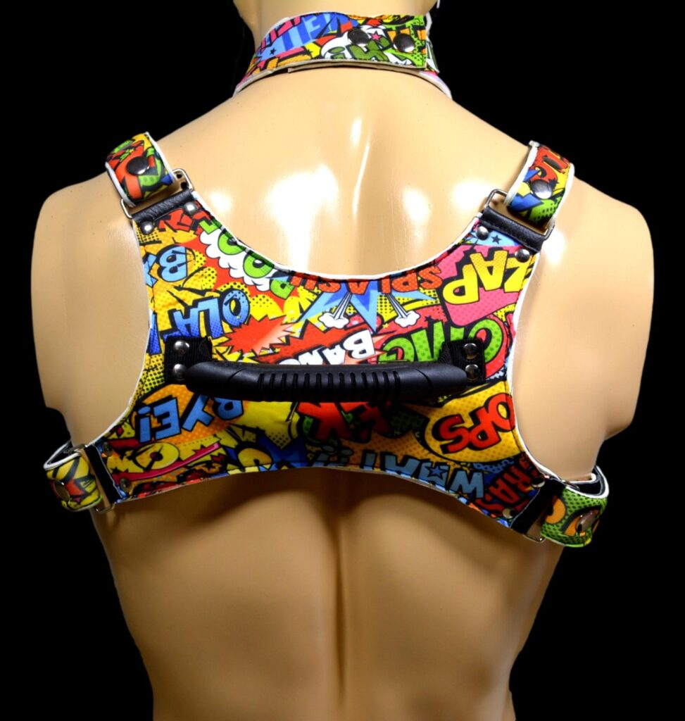 Leather textile mix puppy hood with harness