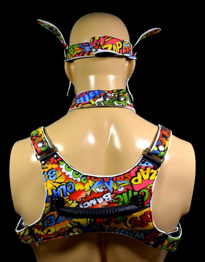 Leather textile mix puppy hood with harness