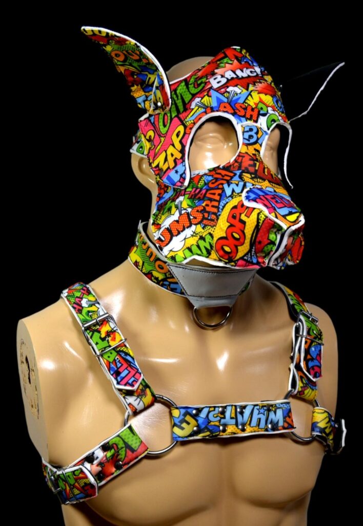 Leather textile mix puppy hood with harness