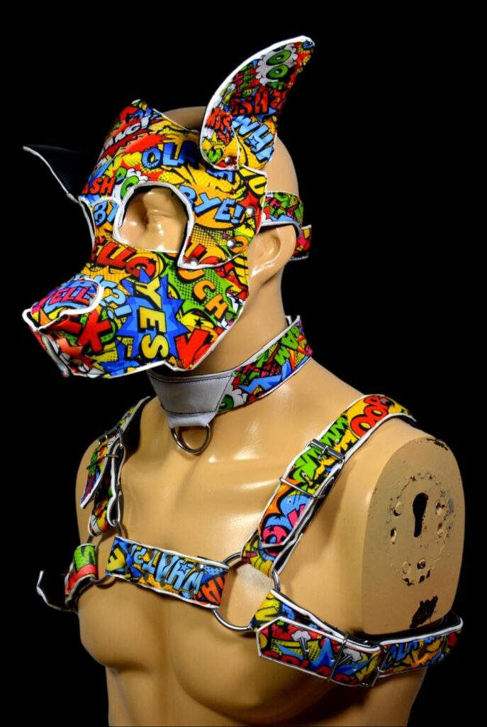 Leather textile mix puppy hood with harness