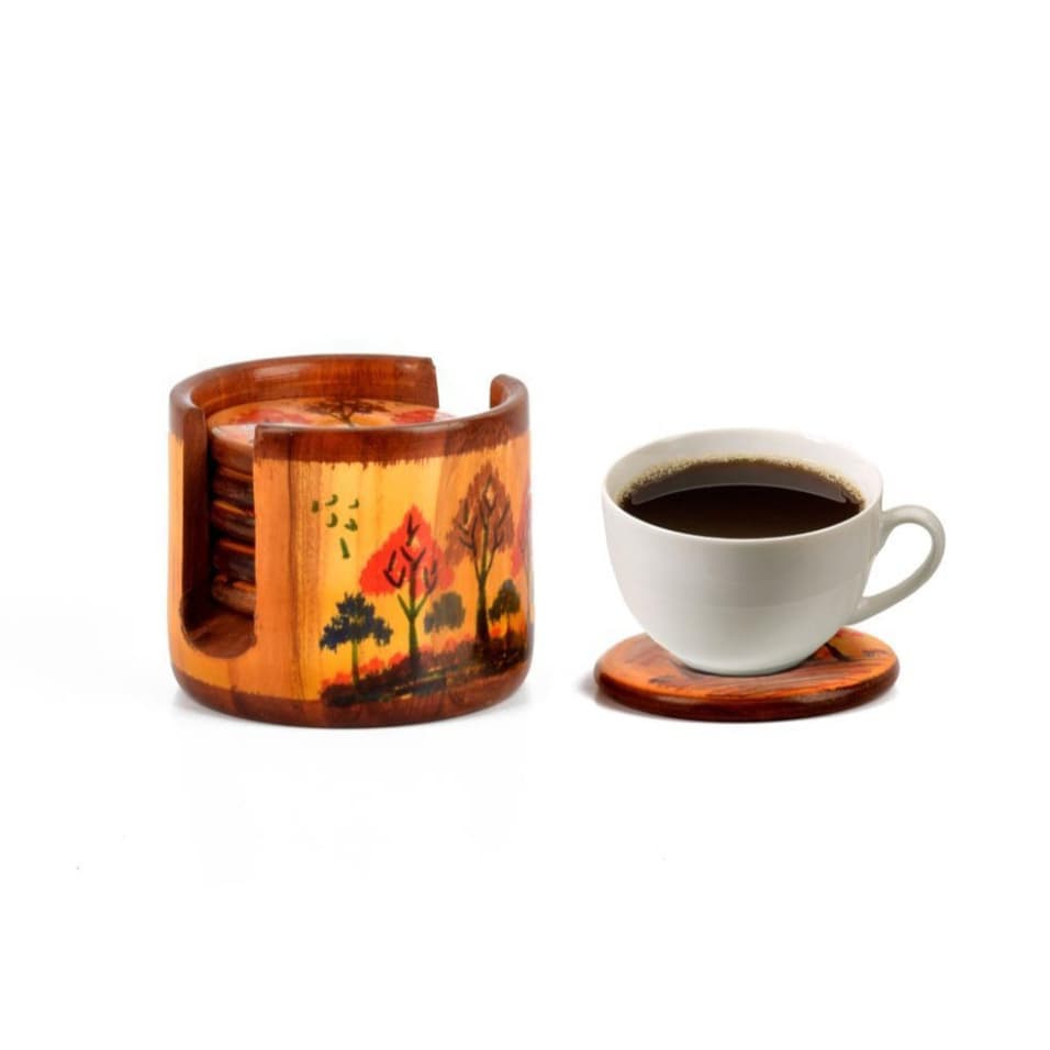 Wooden Tea Coasters / Glass Coaster Set