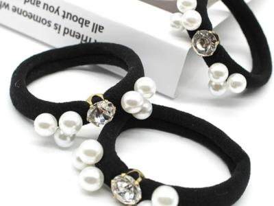 Elastic Hairbands Hair High Stretch Six White Pearl