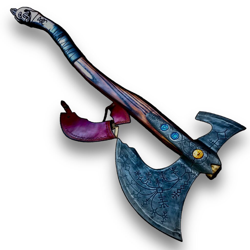 Kratos Axe, Leviathan Axe, Handmade Forged Stainless Steel Bearded Axe MDM-Ax