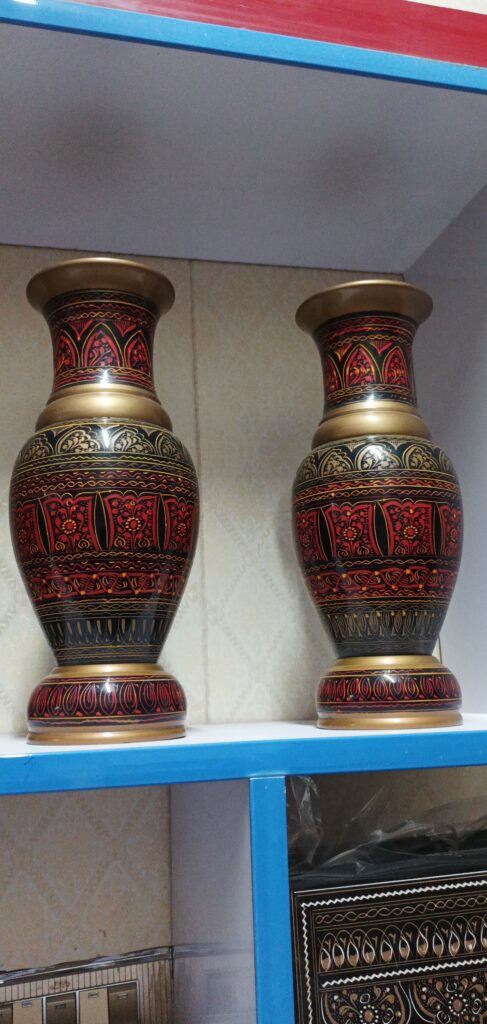 Wooden Vases( Pair ) With Lacquer Art