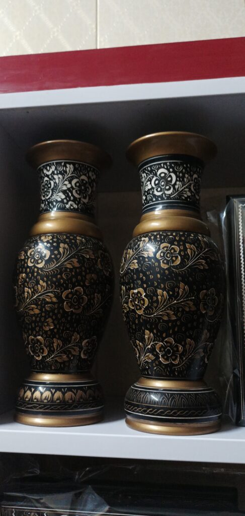 Wooden Vases( Pair ) With Lacquer Art