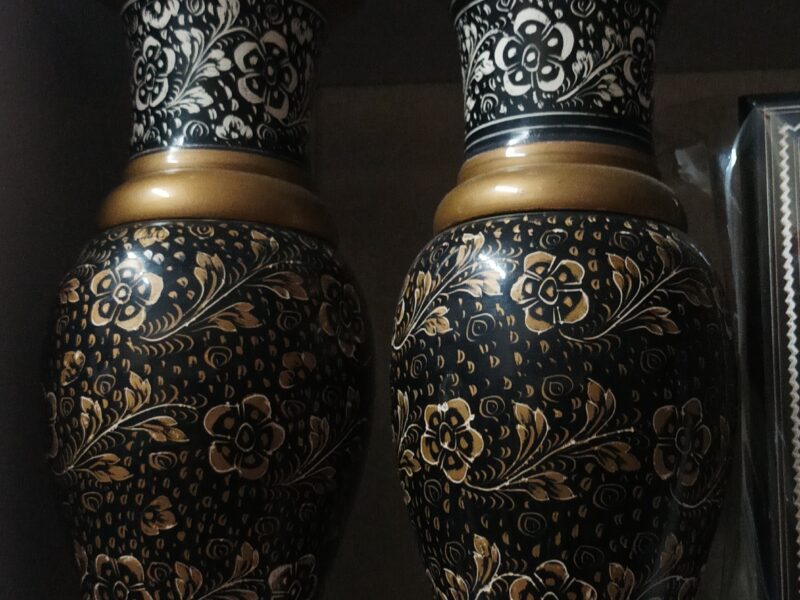 Wooden Vases( Pair ) With Lacquer Art