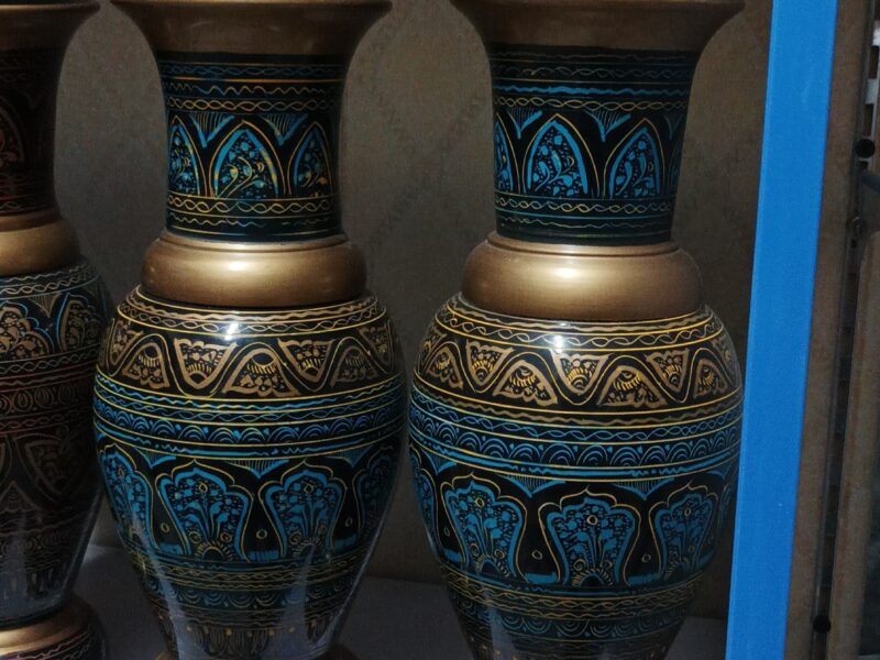 Wooden Vases( Pair ) With Lacquer Art