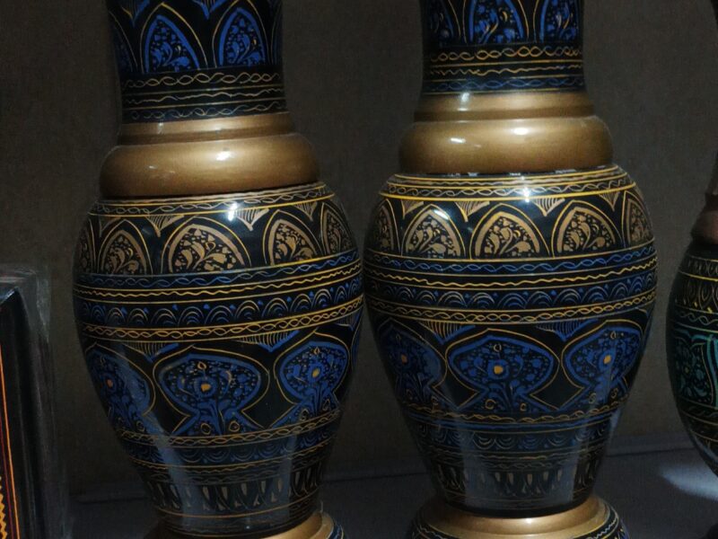 Wooden Vases( Pair ) With Lacquer Art