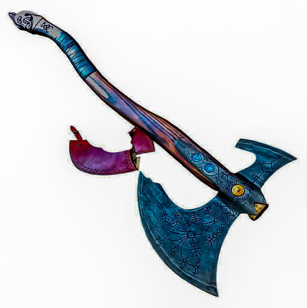 Kratos Axe, Leviathan Axe, Handmade Forged Stainless Steel Bearded Axe MDM-Ax