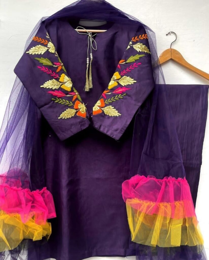 PEACOCK EMB COLLECTION Katan Silk EMB 3 Pies With Fancy Dupatta