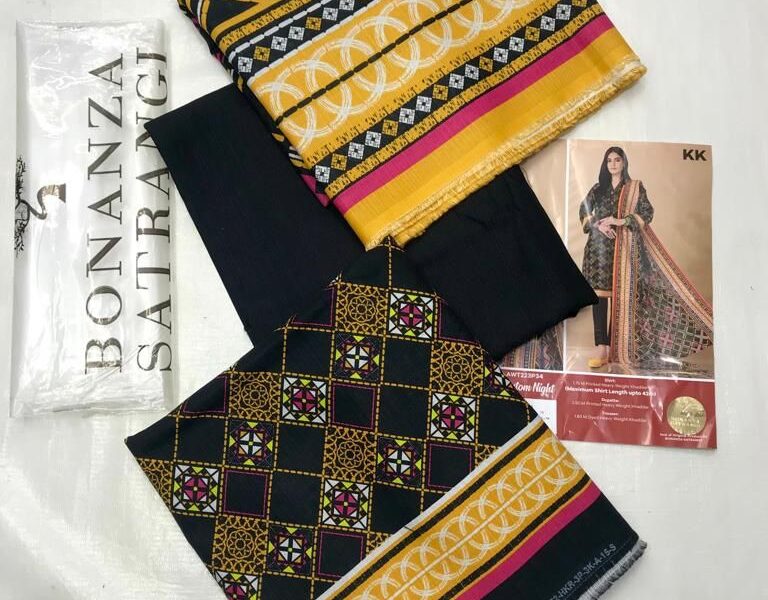 Presented Luxury Digital Printed Volume BONANZA SATRANGI on fine SHUTTERLESS KHADAR