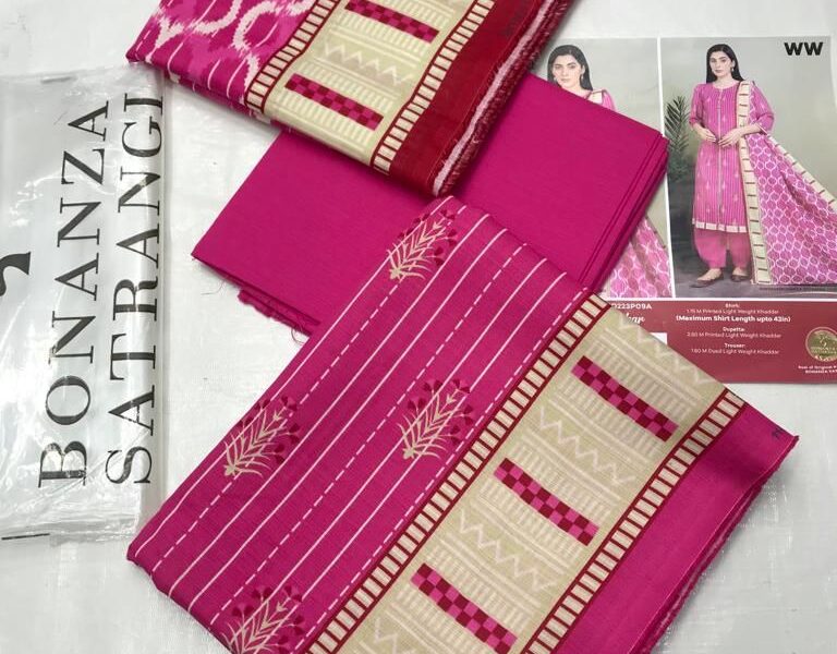 Presented Luxury Digital Printed Volume BONANZA SATRANGI on fine SHUTTERLESS KHADAR