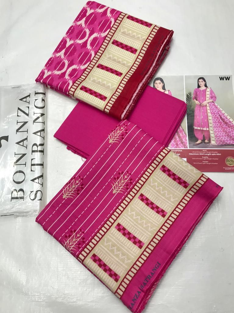 Presented Luxury Digital Printed Volume BONANZA SATRANGI on fine SHUTTERLESS KHADAR