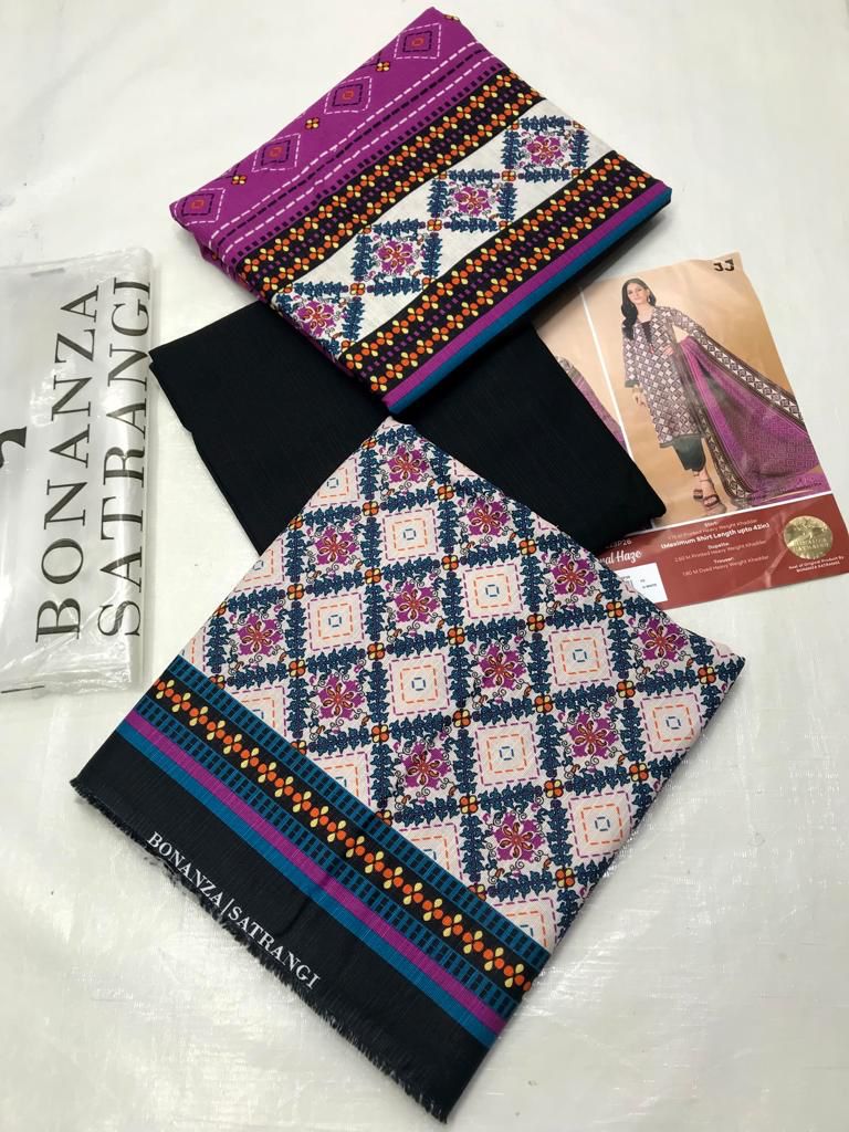 Presented Luxury Digital Printed Volume BONANZA SATRANGI on fine SHUTTERLESS KHADAR