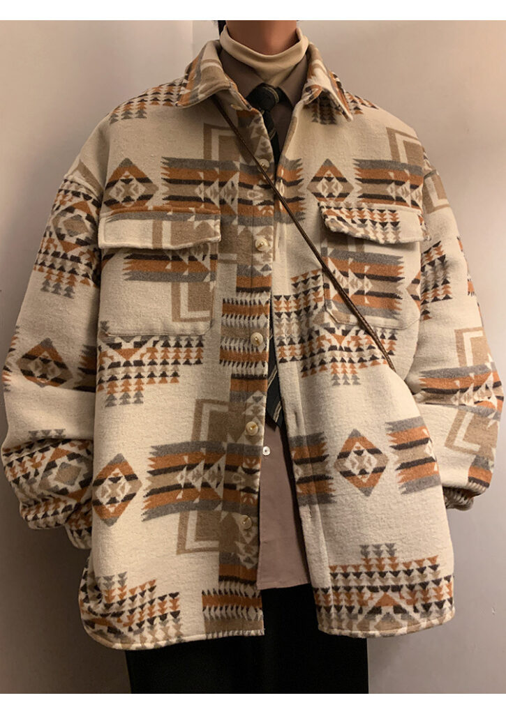 Large Size Woolen Jacket Men's Casual Loose Shirt Coat