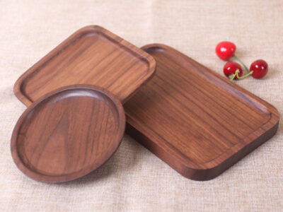 Japanese Style Wooden Black Walnut Rectangular Dinner Plate