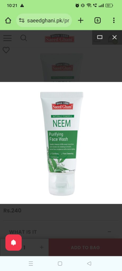 Neem face wash