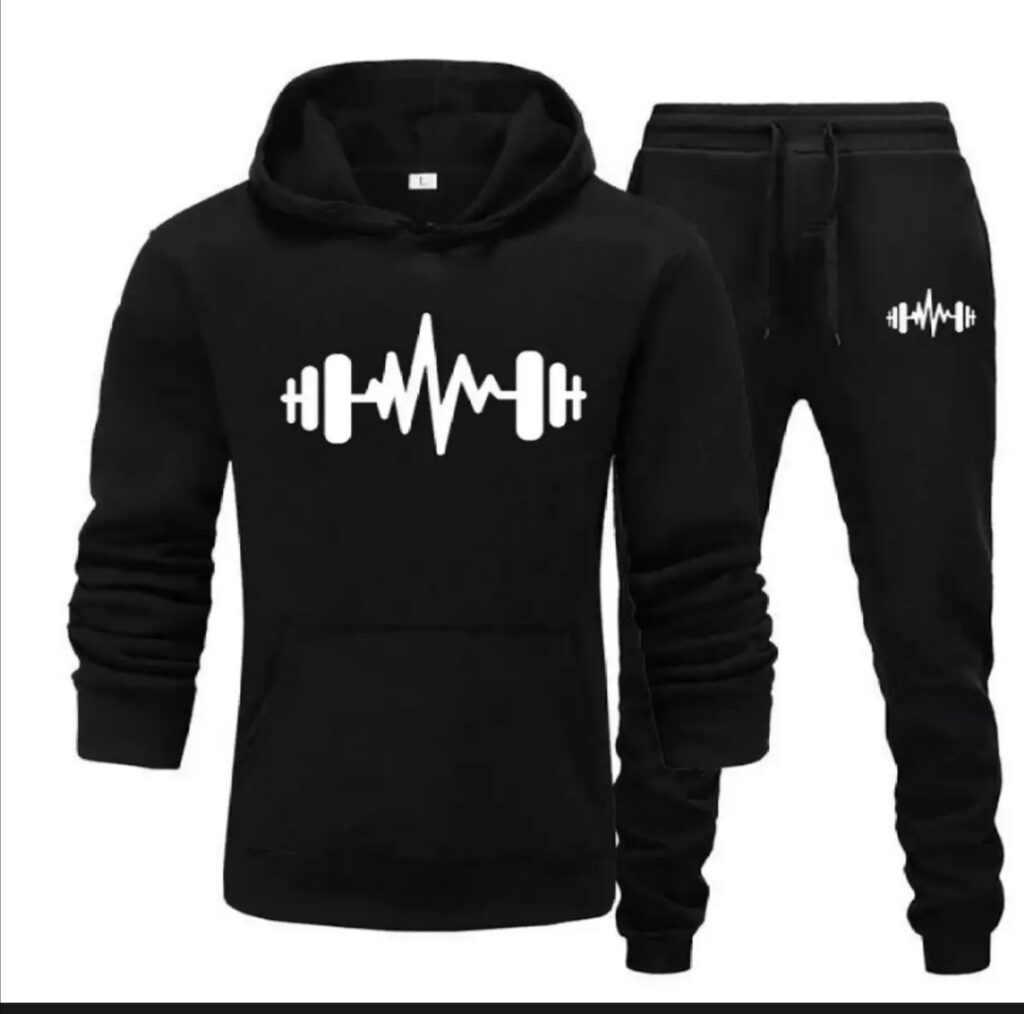Black Trendy Printed Track Suit For Mens- Soft and Comfortable Fleace Fabric