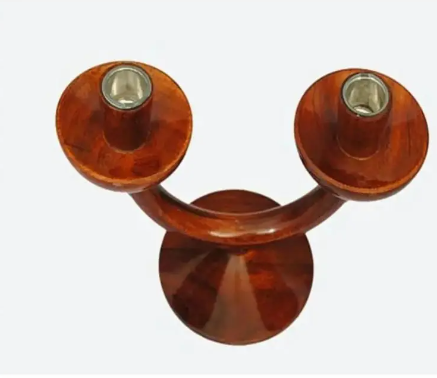 Stylish Wooden handicraft special art Candle stand two sided/ Natural Wooden polish for dinning Table, Home Decore and regular use