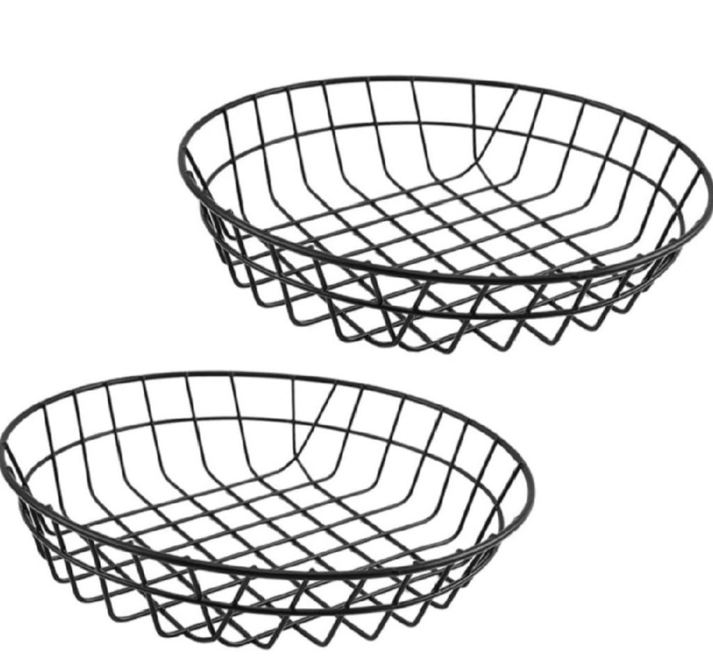 Fruit Bowl for Kitchen 1pcs Wire Fry Basket Metal French Fry Holder Chips Baskets Food Container for Serving Fryer Basket Kitchen Supplies Large Fruit Basket (Color : Black, Size : 25.5x25.5c)
