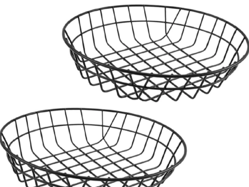 Fruit Bowl for Kitchen 1pcs Wire Fry Basket Metal French Fry Holder Chips Baskets Food Container for Serving Fryer Basket Kitchen Supplies Large Fruit Basket (Color : Black, Size : 25.5x25.5c)