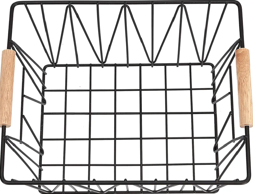 Rectangular Wire Storage Baskets, Set of 3, Standard, Black
