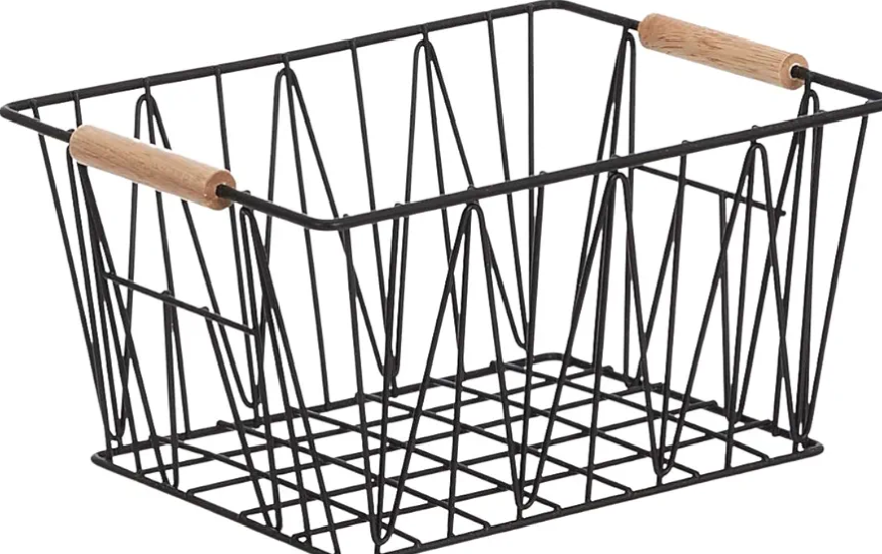 Rectangular Wire Storage Baskets, Set of 3, Standard, Black