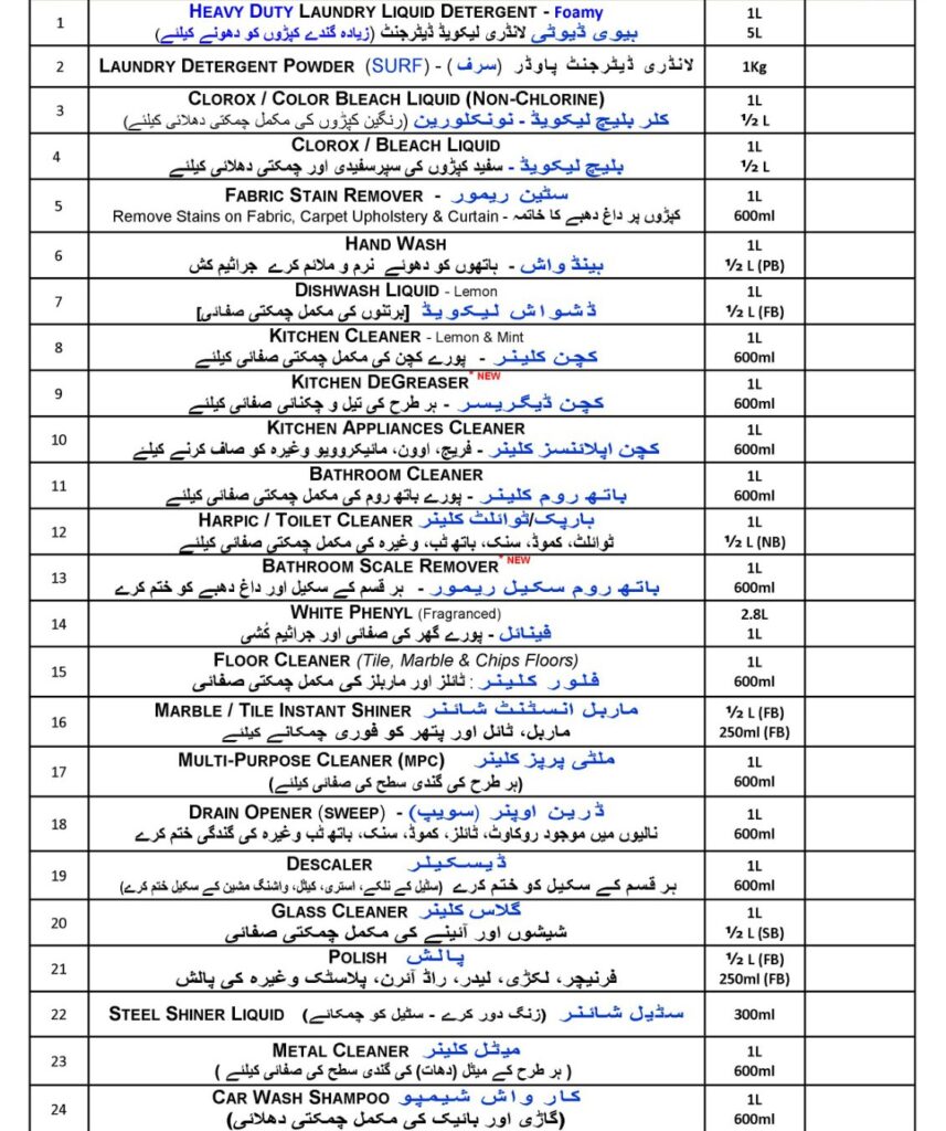 All types Of house hold and office cleaners