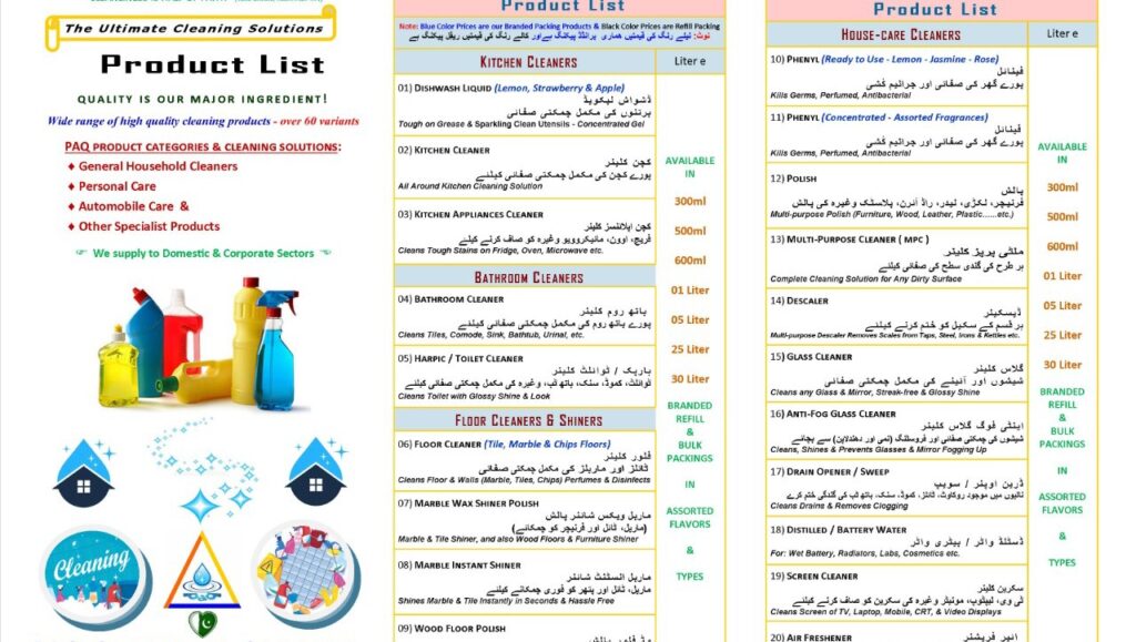 All types Of house hold and office cleaners