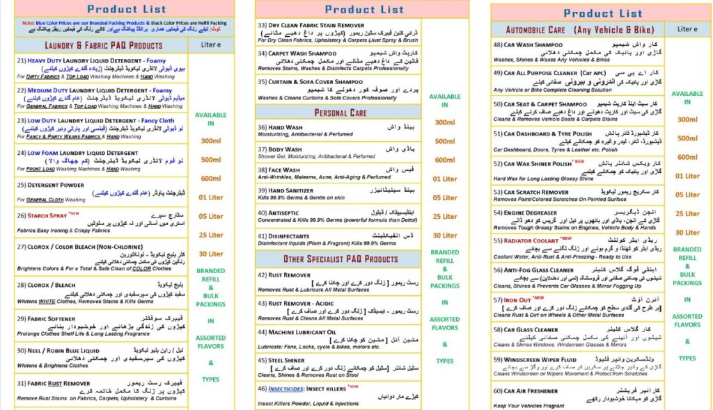 All types Of house hold and office cleaners