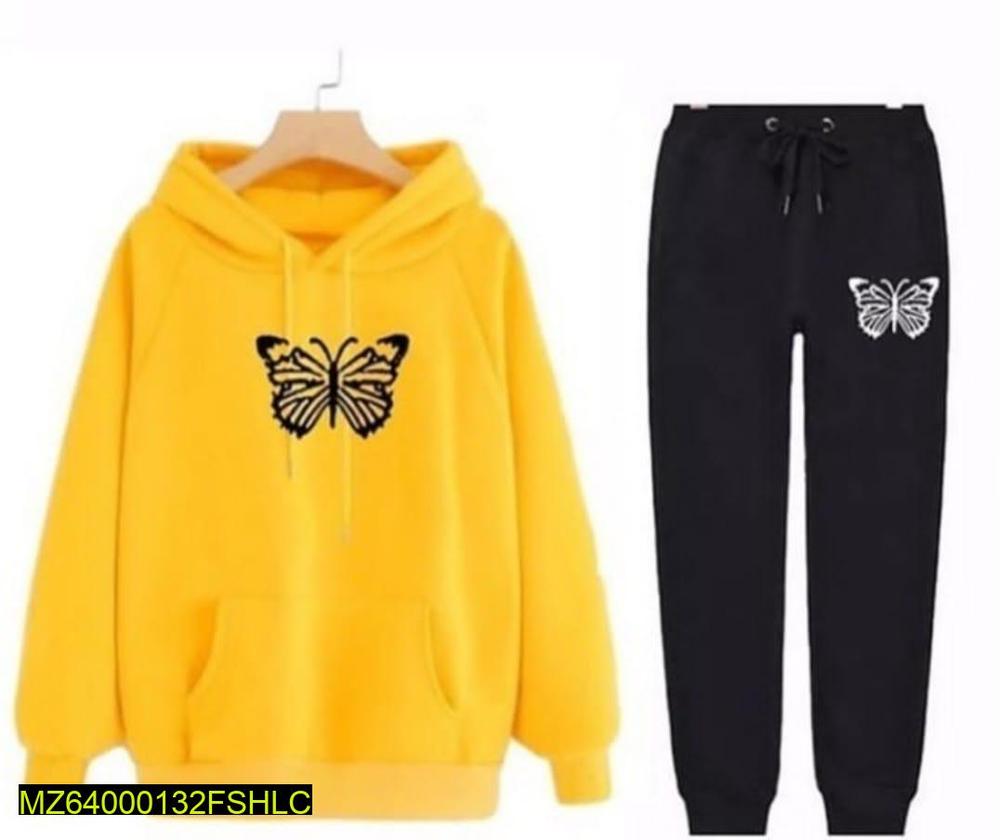 2pcs women stitched Cotton printed Track suit