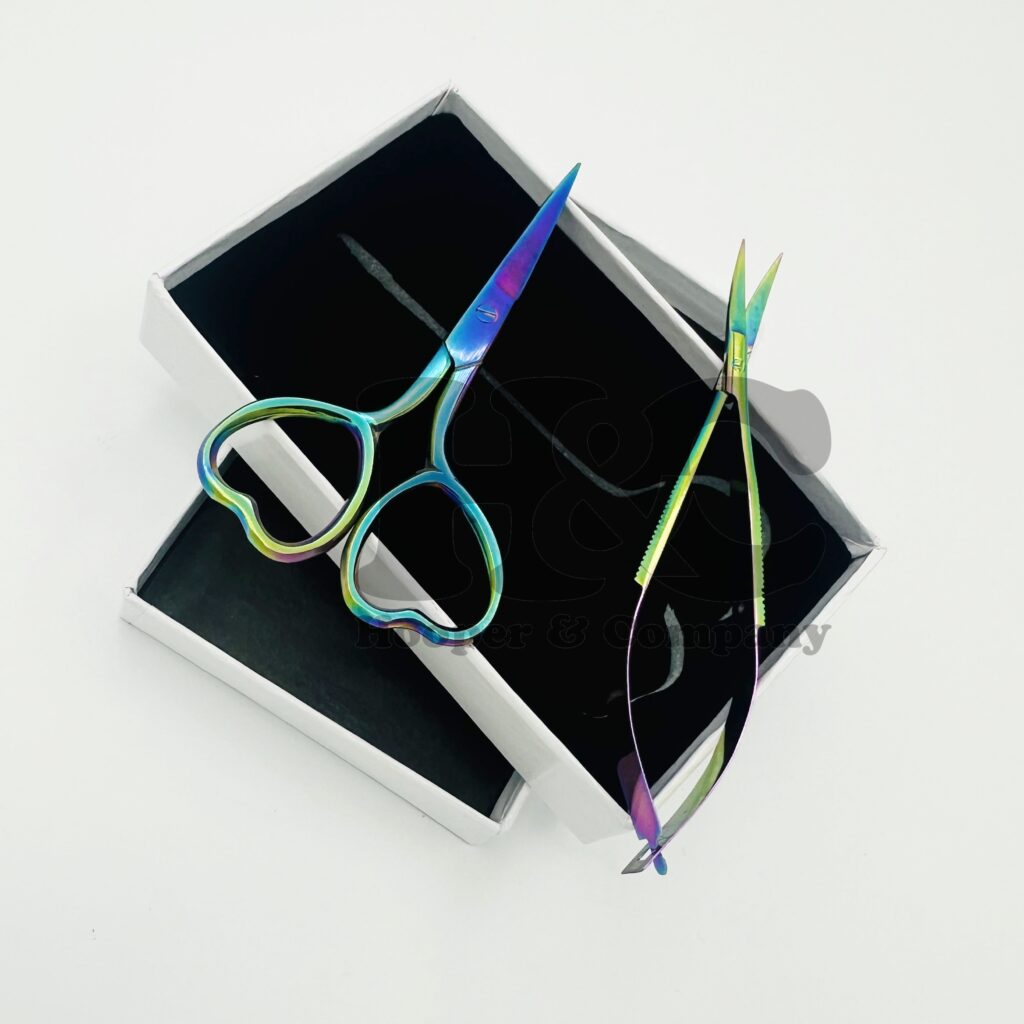 Spring scissors for eyebrow embroidery cutting band and straight design custom logo offer multi color