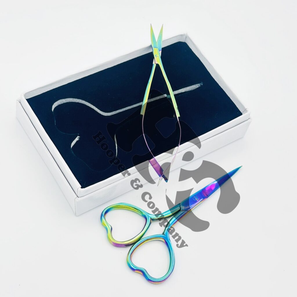 Spring scissors for eyebrow embroidery cutting band and straight design custom logo offer multi color