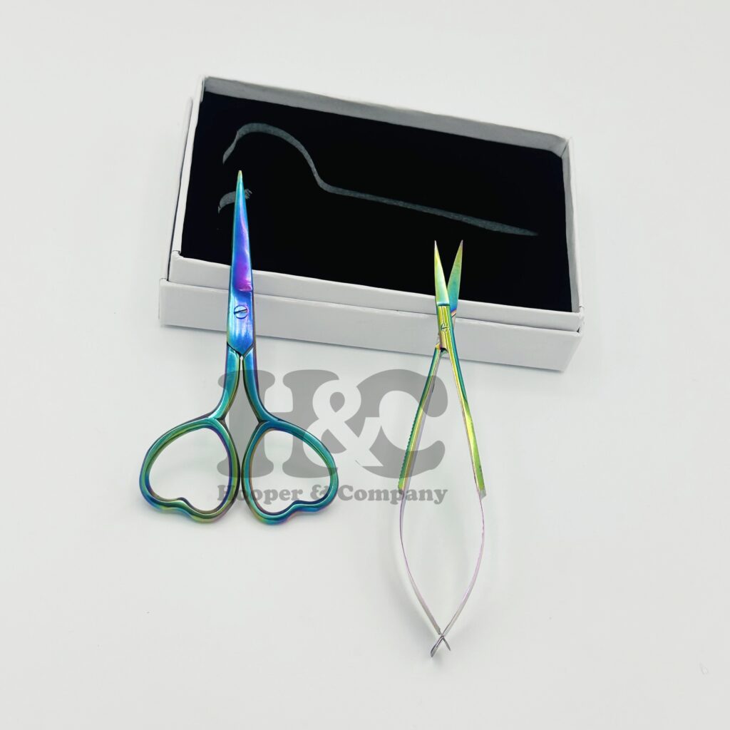 Spring scissors for eyebrow embroidery cutting band and straight design custom logo offer multi color