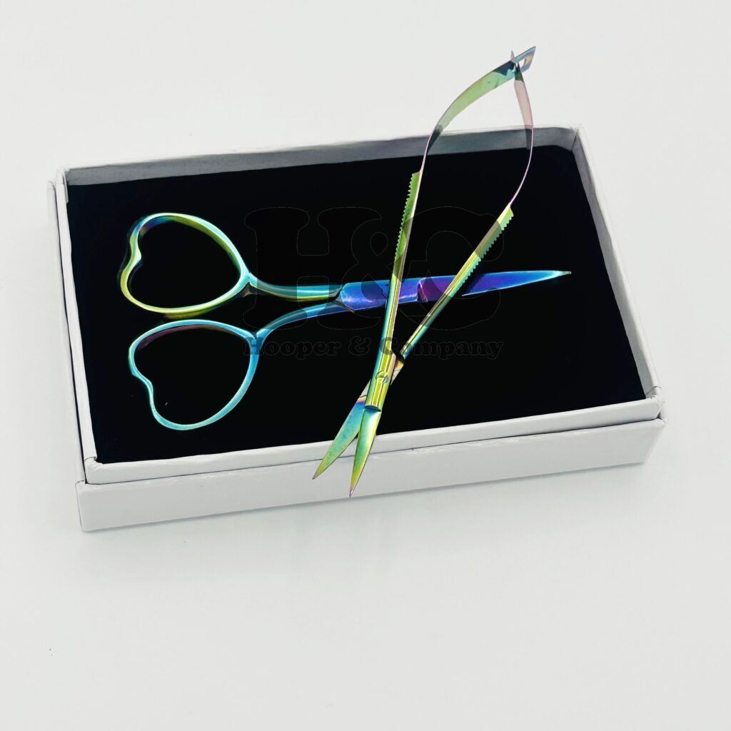 Spring scissors for eyebrow embroidery cutting band and straight design custom logo offer multi color
