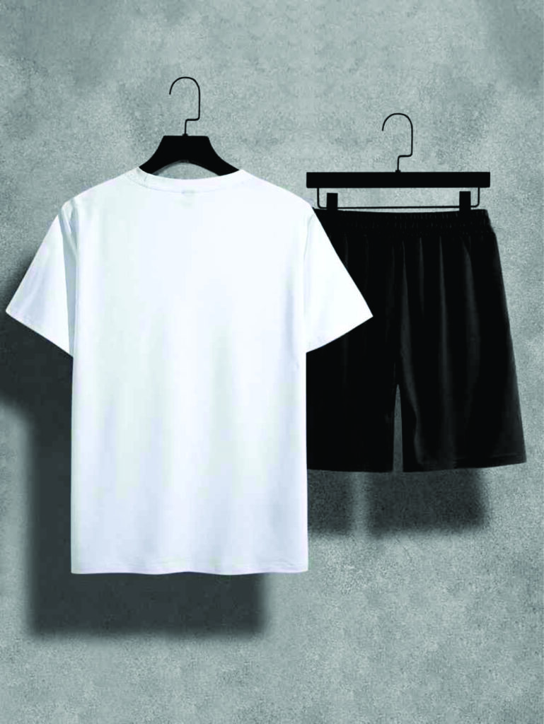 Men's Summer White T-shirt and Black Shorts