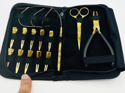 hair extension tool kit gold color stainless steel