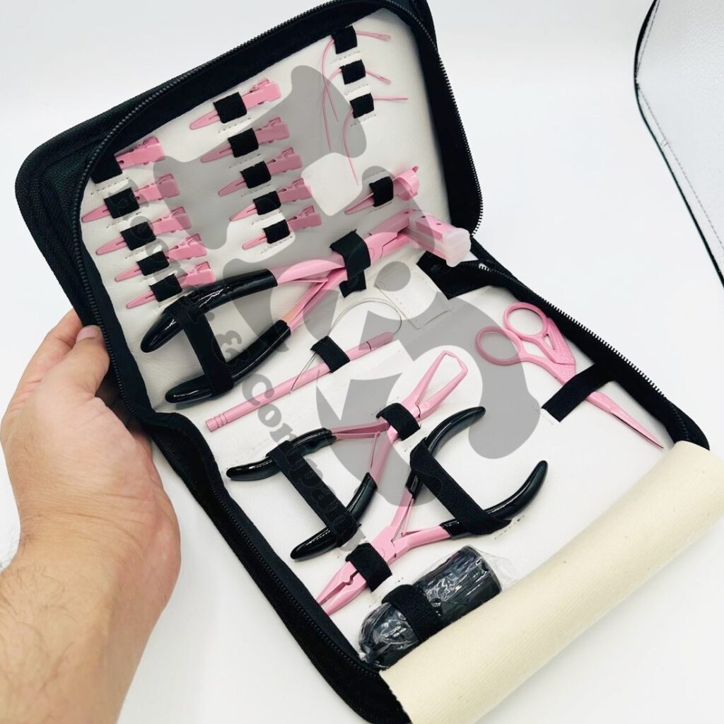 Hair Extension Tool Kit Pink Colour Coated Stainless steel