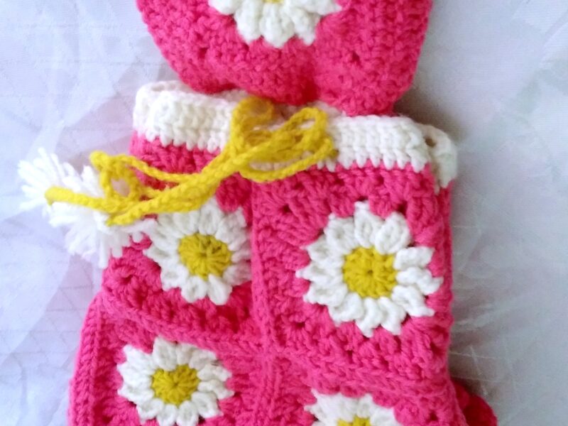 Hand Knitted Granny Square backpack