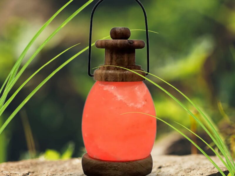 Himalayan Lantern Umbrella Shape white and pink Salt Lamp