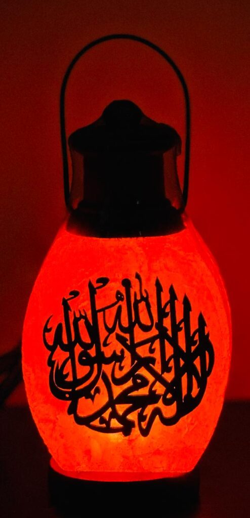 Himalayan Lantern Umbrella Shape white and pink Salt Lamp