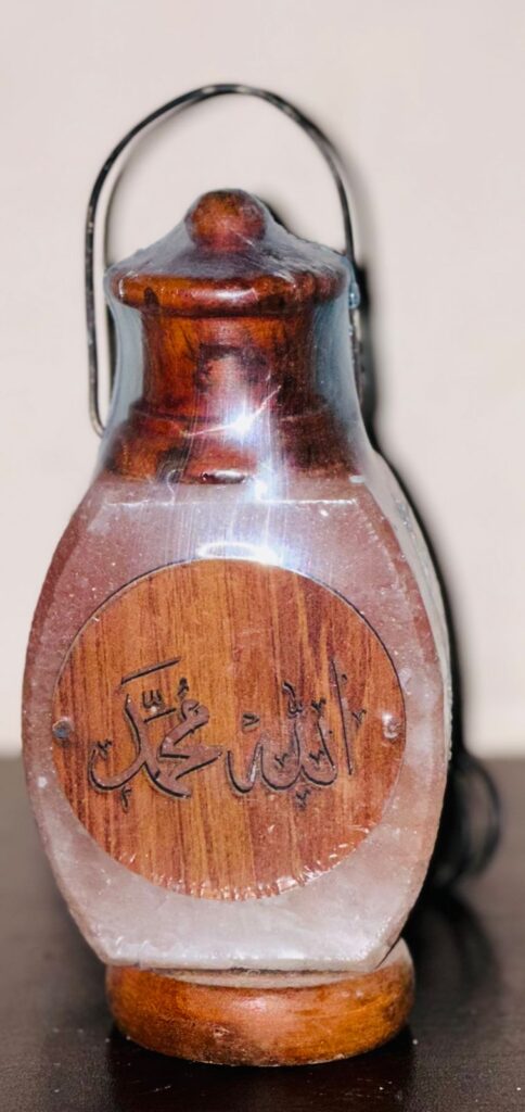 Himalayan Lantern Umbrella Shape white and pink Salt Lamp