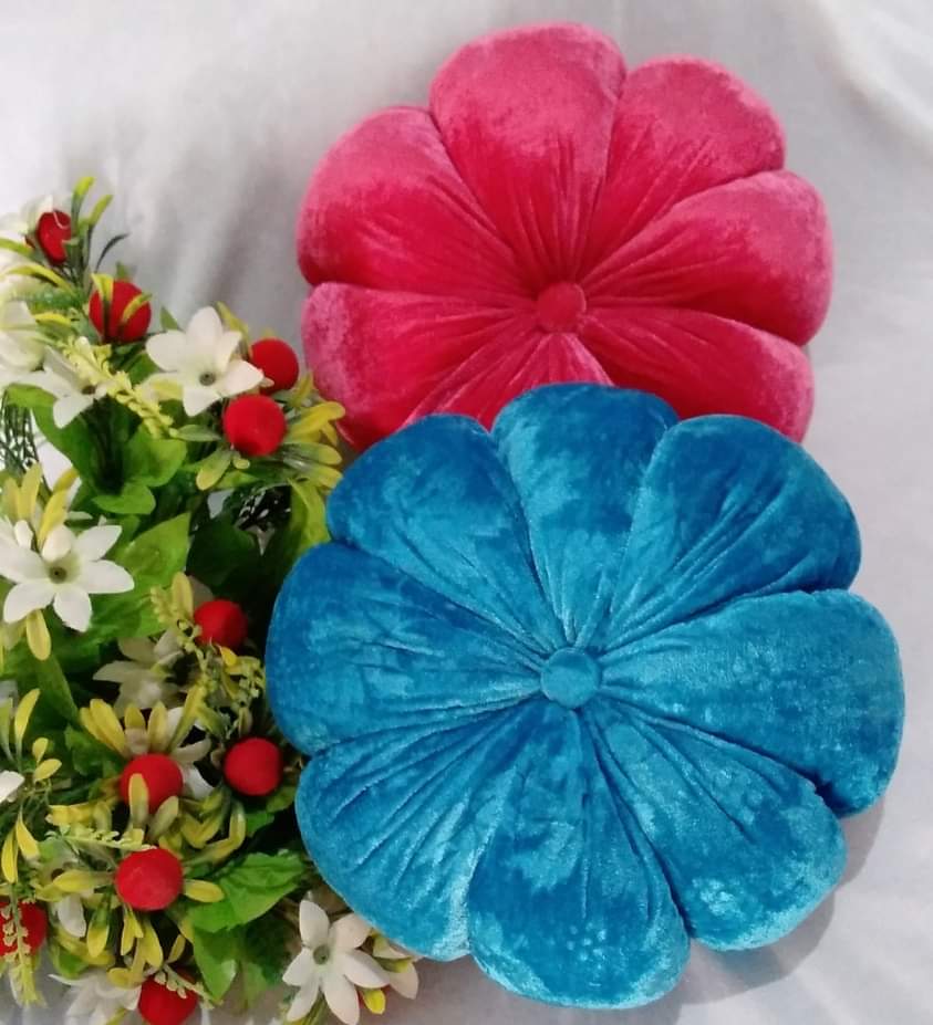 Handmade velvet flower cushion