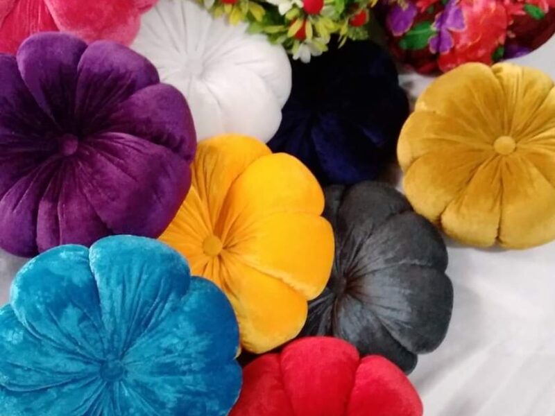 Handmade velvet flower cushion