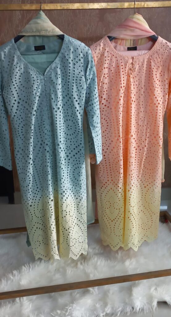 Chicken kari double tone lawn shirt back khadi with beautiful neck buttons dupatta khadi